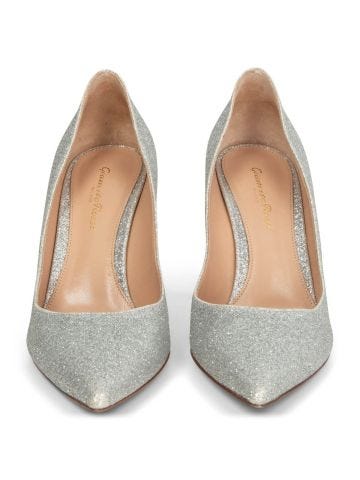 Silver pointed glitter pumps