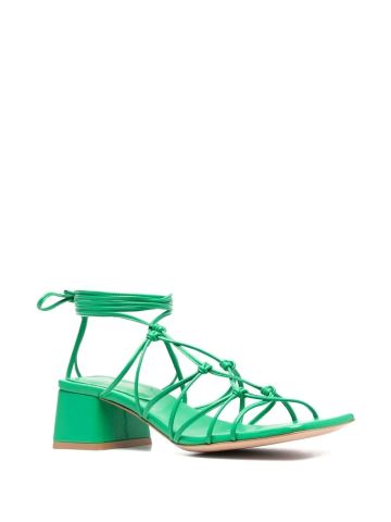 Green wide heel sandals