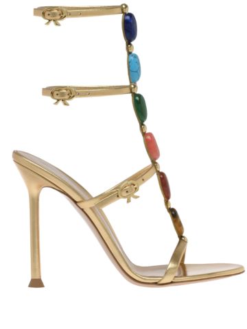 Shanti gold sandals with coloured stones