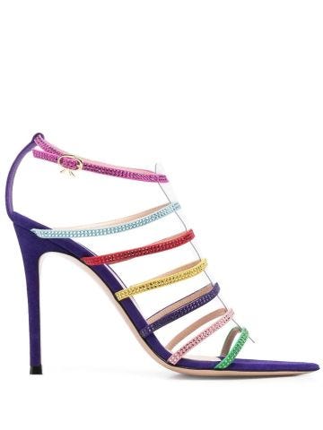 Multicoloured sandals with crystals