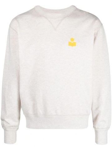 Beige sweatshirt with yellow logo print