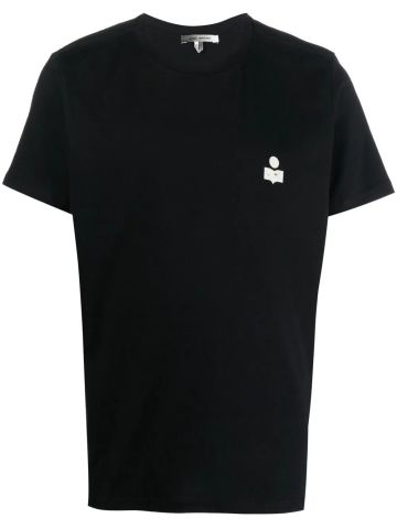 T-shirt nera con stampa logo sul retro