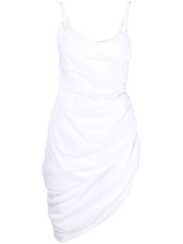 Saudade white draped short dress