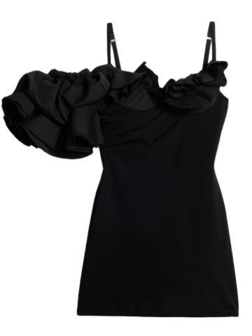 Black La robe Duna short dress with ruffles