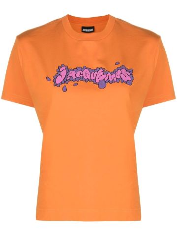 Orange T-shirt with logo print