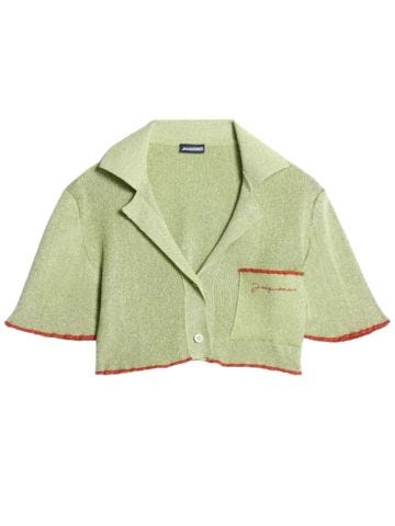 Le haut Brilho sparkling green cropped cardigan