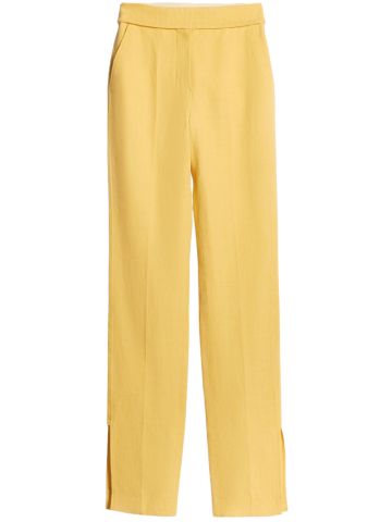 Yellow tailored trousers with Tibau slit
