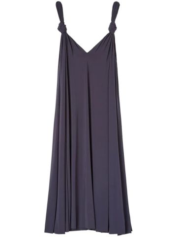 Dark purple wide V-neck dress