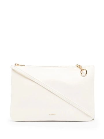White leather bag with handle and shoulder strap