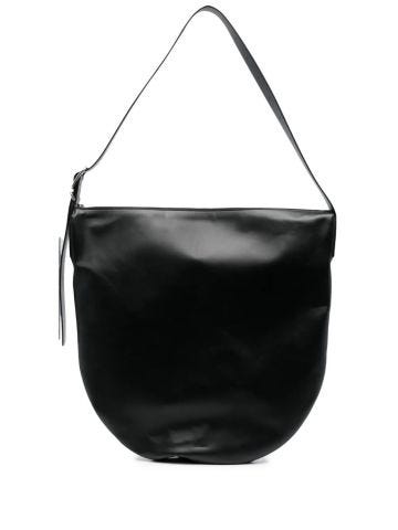 Large black leather shoulder bag