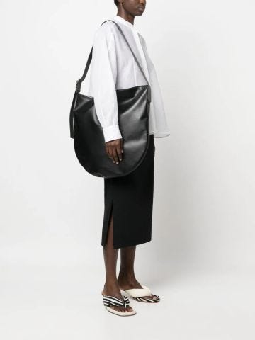 Large black leather shoulder bag