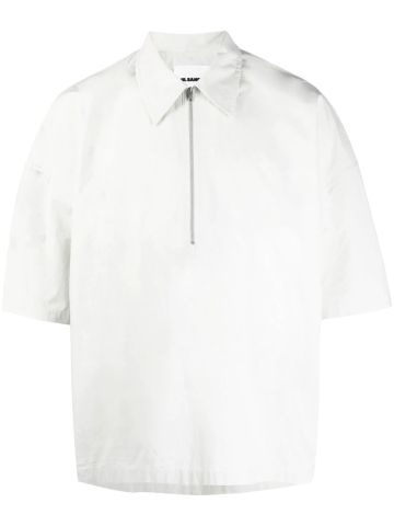 Camicia bianca a maniche corte con zip