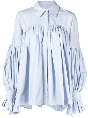 The Collie Light blue shirt with ruffles and balloon sleeves