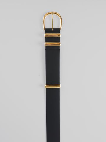 Cintura nera con fibbia oro