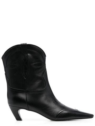 Dallas black ankle boots with western-style stitching