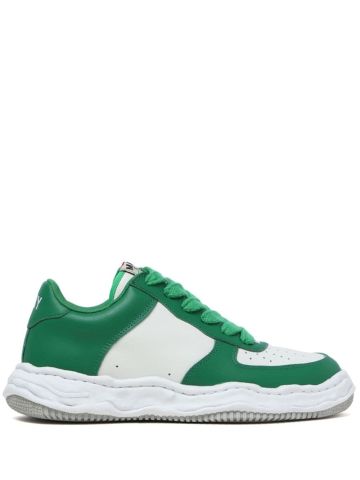 Green and white Wayne two-tone leather sneakers