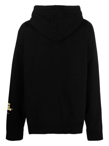 Black hooded sweatshirt with print