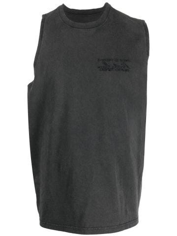 Tank top with black embroidery