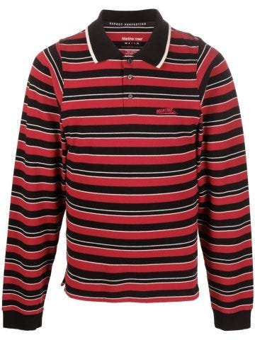 Red and black striped polo shirt