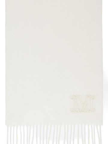 White cashmere stole with logo