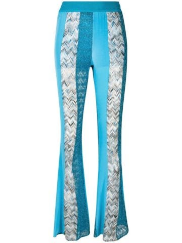 Pantaloni svasati azzurri semitrasparenti