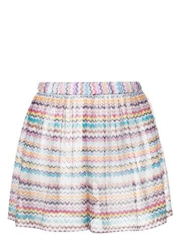 Shorts con stampa a zig zag multicolore
