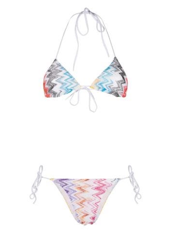 Set bikini multicolore con motivo zig-zag