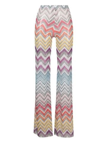 Pantaloni multicolore con stampa a zigzag
