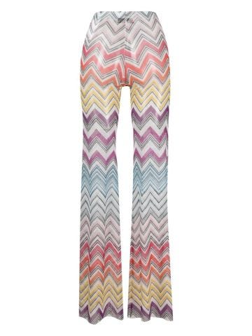Pantaloni multicolore con stampa a zigzag