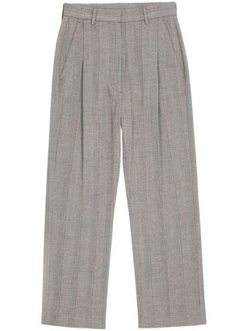Pantaloni sartoriali grigi crop a righe