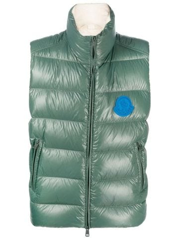 Green padded Parke vest with logo applique