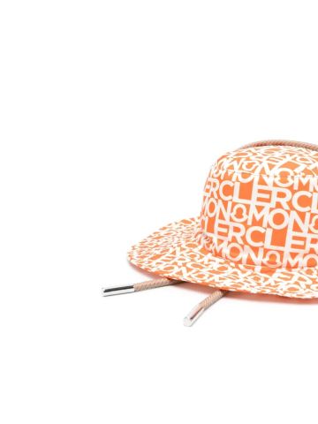 Orange brim hat with logo print
