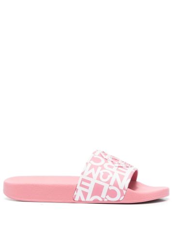Pink slides sandals with logo