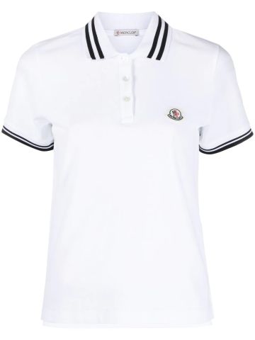 White polo shirt with striped trim