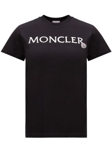 T-shirt nera con logo ricamato