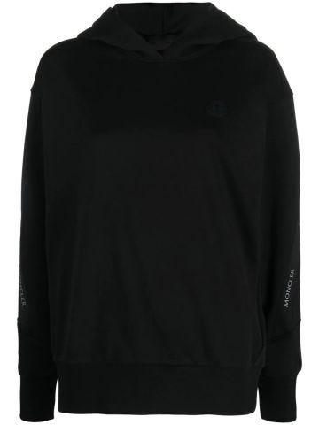 Black logo print hoodie