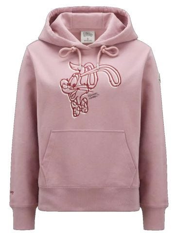 Pink embroidered hooded sweatshirt with drawstrings