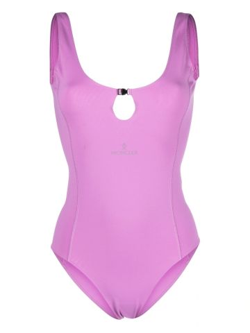 Pink one-piece swimsuit with drop opening