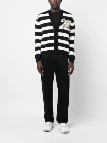 Striped cardigan with logo application