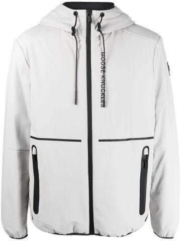 Ice-white windbreaker with logo print on the front