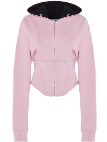 Pink hooded sweatshirt with corset