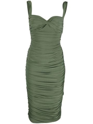 Short green dress with ruffles and thin straps