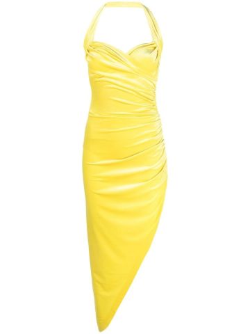 Cayla asymmetrical draped yellow dress