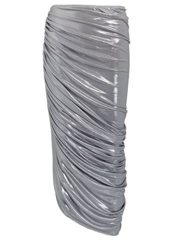 Silver draped Diana midi skirt
