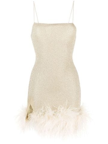 Short gold dress with feathers