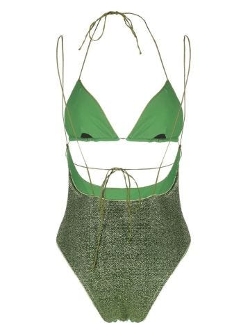Green Lumière one-piece swimming costume with cut-out