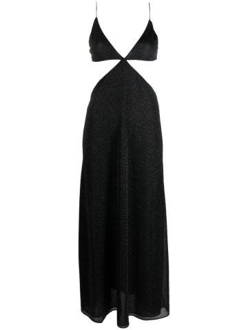 Black lamé sleeveless dress