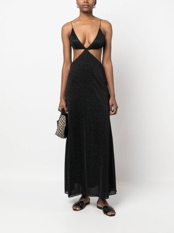 Black lamé sleeveless dress