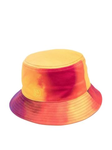 Cappello a secchiello ricamato con logo tie-dye multicolore