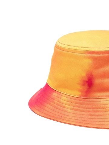 Multicolored tie-dye logo embroidered bucket hat